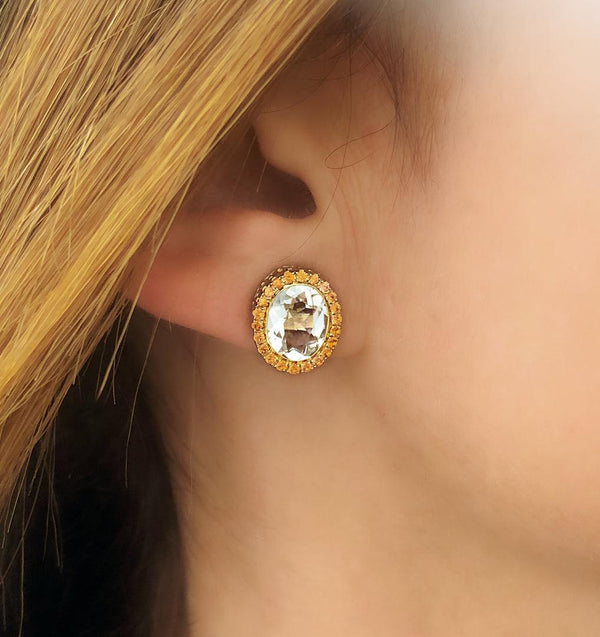 Gemset Stud Earrings in White Topaz - Charlotte Allison Fine Jewelry