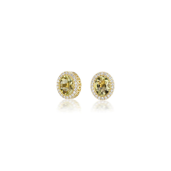 Gemset Stud in Lemon Citrine and Diamond - Charlotte Allison Fine Jewelry