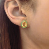 Gemset Stud Orange Citrine and Tsavorite Halo - Charlotte Allison Fine Jewelry