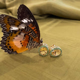 Gemset Stud Orange Citrine and Tsavorite Halo - Charlotte Allison Fine Jewelry