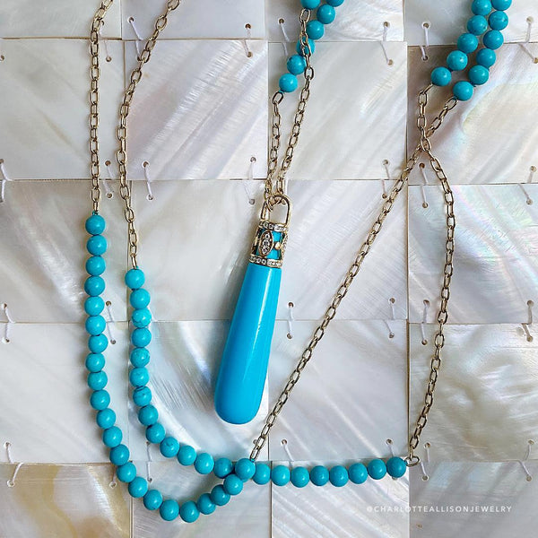 Grande Drop Pendant in Turquoise - Charlotte Allison Fine Jewelry