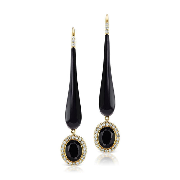 Grande Enamel Teardrop Dangle with Black Spinel - Charlotte Allison Fine Jewelry