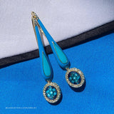 Grande Enamel Teardrop Dangle with London Blue Topaz - Charlotte Allison Fine Jewelry