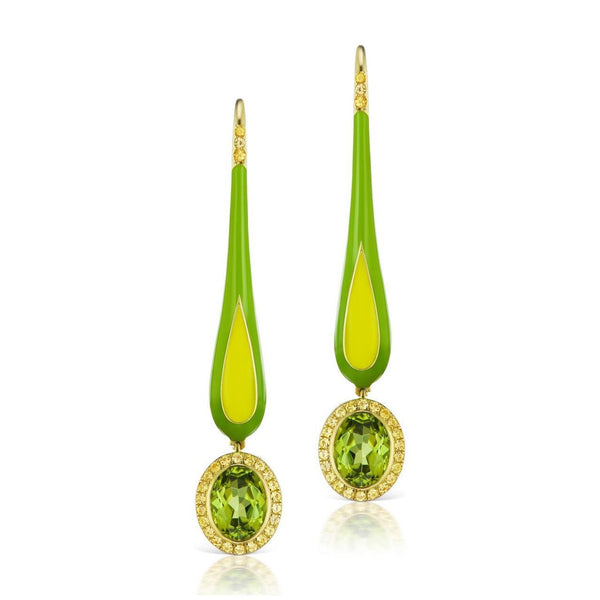 Grande Enamel Teardrop Dangle with Peridot - Charlotte Allison Fine Jewelry