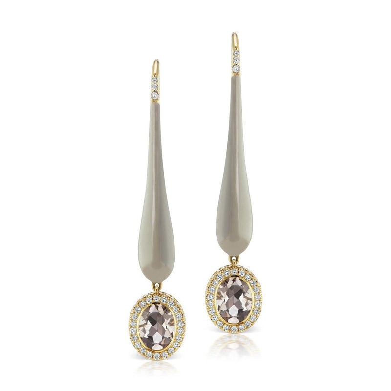 Grande Enamel Teardrop Dangle with Smokey Topaz - Charlotte Allison Fine Jewelry