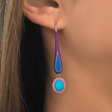 Grande Enamel Teardrop Dangle with Turquoise - Charlotte Allison Fine Jewelry