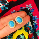 Grande Gemset Stud in Turquoise - Charlotte Allison Fine Jewelry