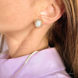 Grande Gemset Stud in White Onyx - Charlotte Allison Fine Jewelry