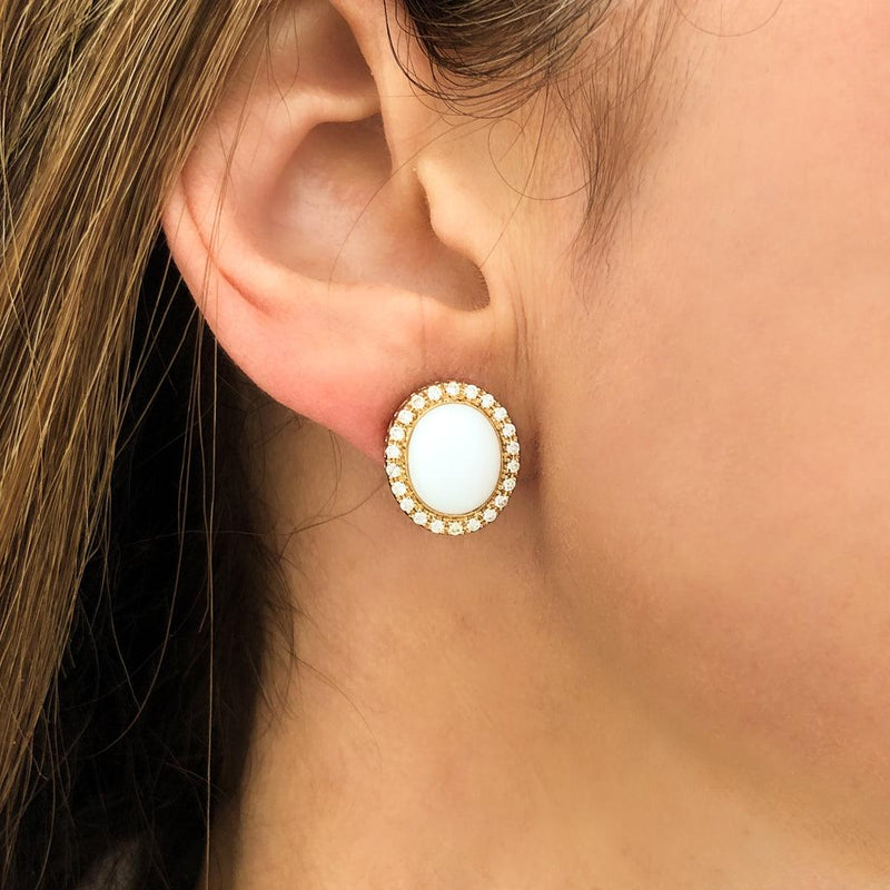Grande Gemset Stud in White Onyx - Charlotte Allison Fine Jewelry