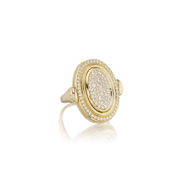 Grande Varia Diamond Halo Ring and CenterPiece with Pavé Diamonds - Charlotte Allison Fine Jewelry