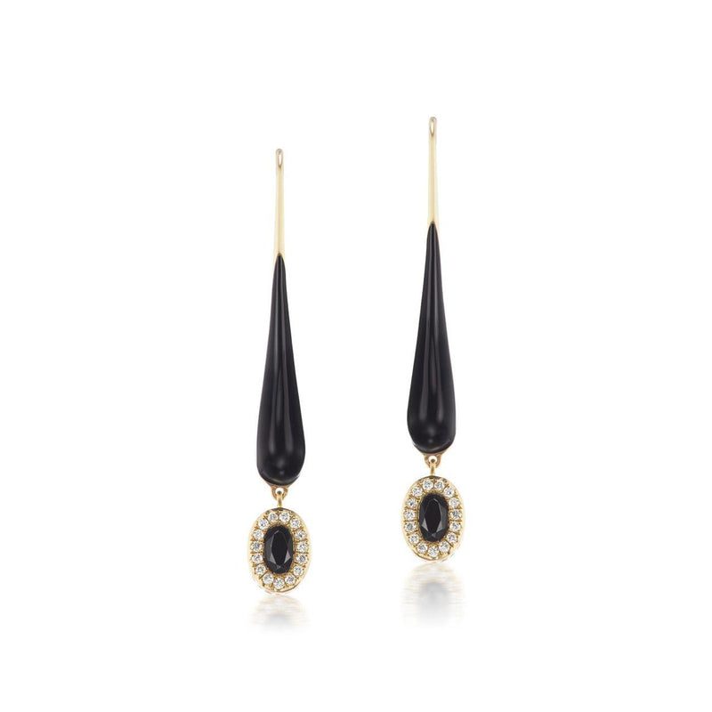 Petite Enamel Teardrop Dangle in Black Spinel - Charlotte Allison Fine Jewelry