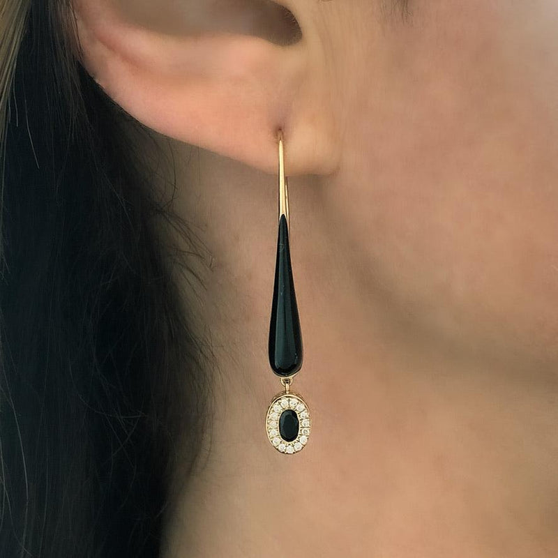 Petite Enamel Teardrop Dangle in Black Spinel - Charlotte Allison Fine Jewelry