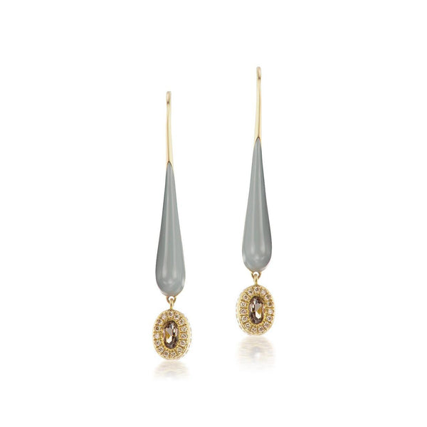 Petite Enamel Teardrop Dangle in Smokey Topaz - Charlotte Allison Fine Jewelry