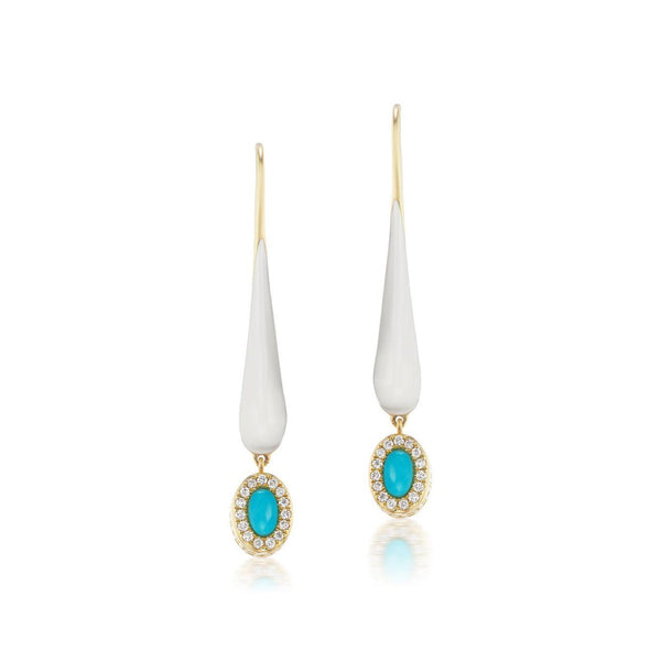 Petite Enamel Teardrop Dangle in Turquoise - Charlotte Allison Fine Jewelry