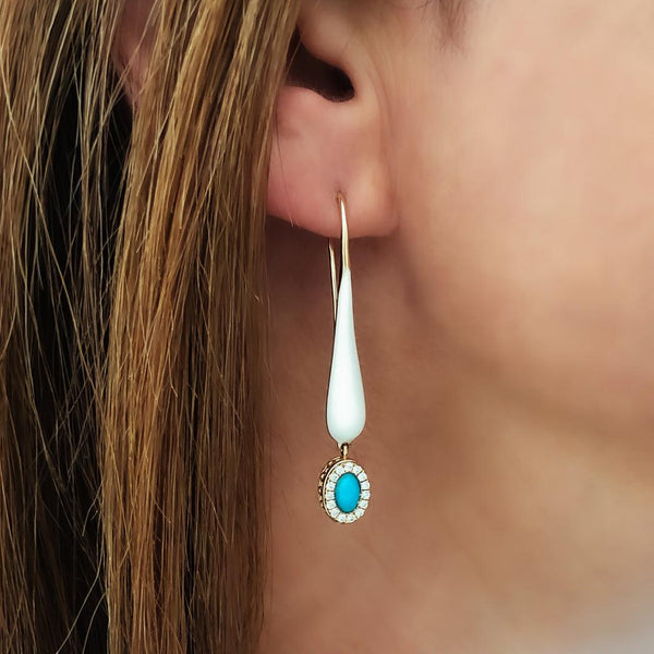 Petite Enamel Teardrop Dangle in Turquoise - Charlotte Allison Fine Jewelry