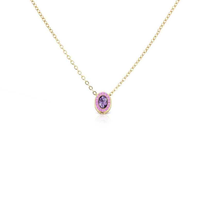 Petite Gemset Necklace in Amethyst and Pink Sapphire - Charlotte Allison Fine Jewelry