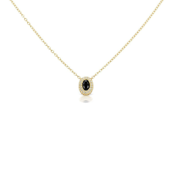 Petite Gemset Necklace in Black Onyx and Diamond - Charlotte Allison Fine Jewelry