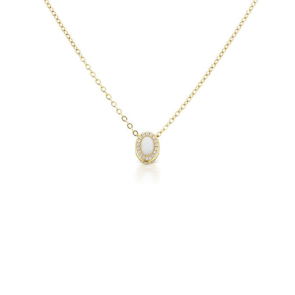 Petite Gemset Necklace in White Onyx and Diamond - Charlotte Allison Fine Jewelry