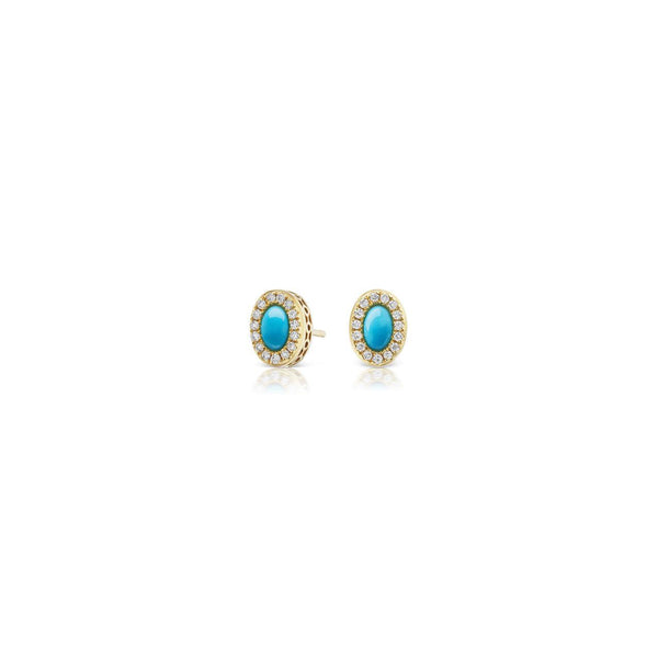 Petite Gemset Stud in Turquoise and Diamond - Charlotte Allison Fine Jewelry