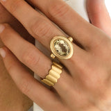 Scallop Cigar Band in Brushed Gold - Charlotte Allison Fine Jewelry