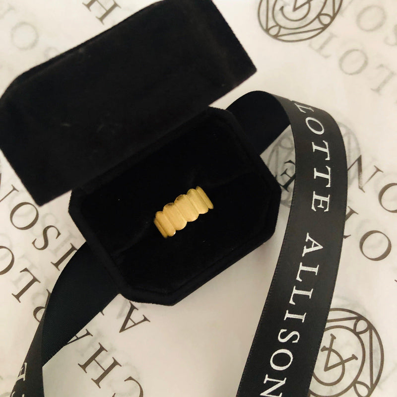 Scallop Cigar Band in Brushed Gold - Charlotte Allison Fine Jewelry