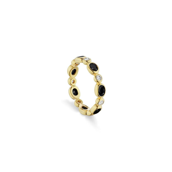 Stacking Motif Band in Black Spinel and White Diamond - Charlotte Allison Fine Jewelry