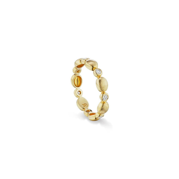 Stacking Motif Band in Brushed Gold and Diamond - Charlotte Allison Fine Jewelry