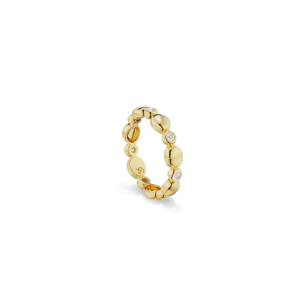 Stacking Motif Band in Polished Gold and Diamond - Charlotte Allison Fine Jewelry