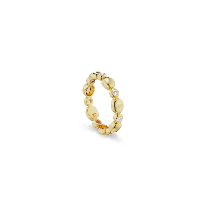 Stacking Motif Band in Polished Gold and Diamond - Charlotte Allison Fine Jewelry