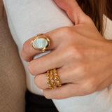 Stacking Motif Band in Polished Gold and Diamond - Charlotte Allison Fine Jewelry