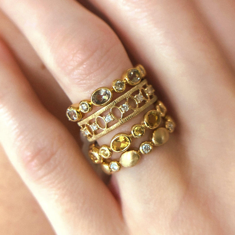 Stacking Motif Band in Smokey Topaz and Diamond - Charlotte Allison Fine Jewelry