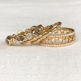 Stacking Motif Band in Smokey Topaz and Diamond - Charlotte Allison Fine Jewelry