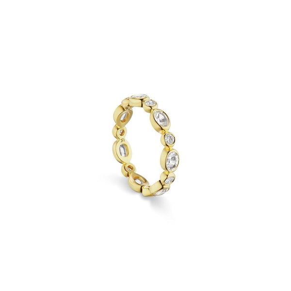 Stacking Motif Band in White Sapphire and Diamond - Charlotte Allison Fine Jewelry