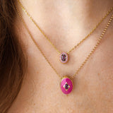 Threadable Enamel & Stone Pendant in Magenta - Charlotte Allison Fine Jewelry