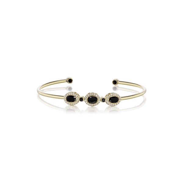 Triplet Cuff in Black Spinel & Diamond with Black Spinel Accents - Charlotte Allison Fine Jewelry