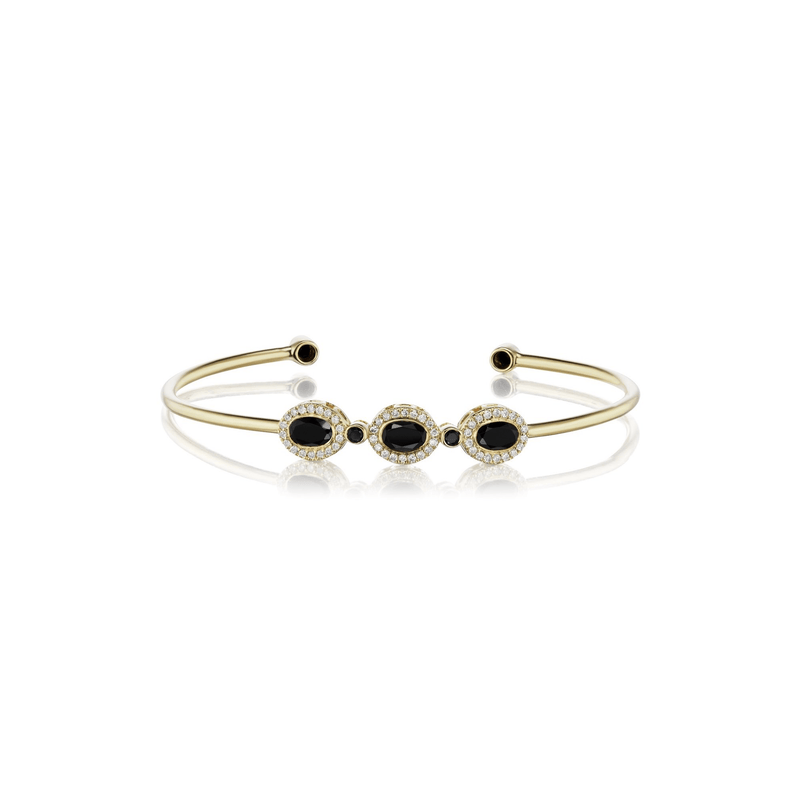 Triplet Cuff in Black Spinel & Diamond with Black Spinel Accents - Charlotte Allison Fine Jewelry