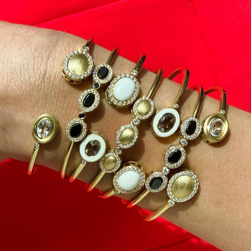 Triplet Cuff in Black Spinel & Diamond with Black Spinel Accents - Charlotte Allison Fine Jewelry