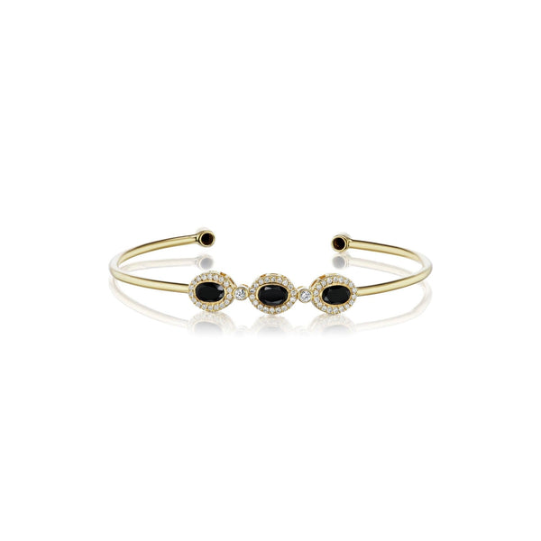 Triplet Cuff in Black Spinel & Diamond with Diamond Accents - Charlotte Allison Fine Jewelry