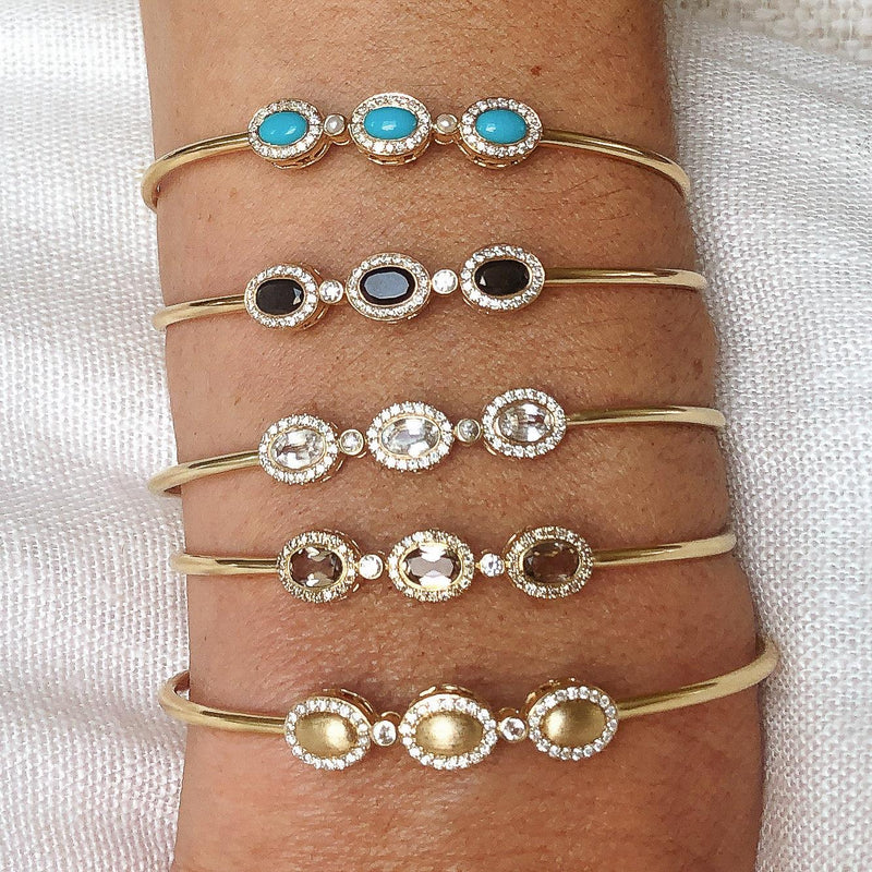 Triplet Cuff in Brushed Gold and Diamond - Charlotte Allison Fine Jewelry