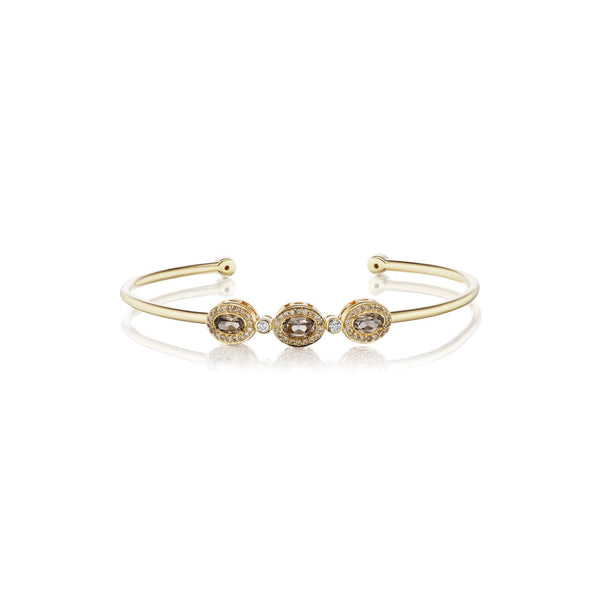 Triplet Cuff in Smokey Topaz and Champagne Diamond - Charlotte Allison Fine Jewelry