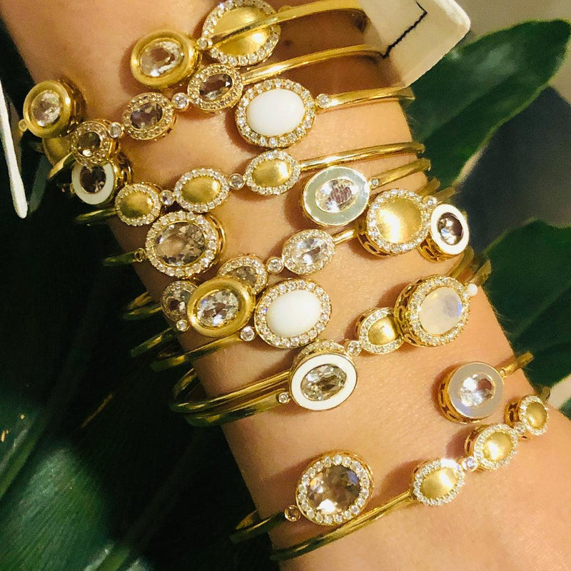 Triplet Cuff in Smokey Topaz and Champagne Diamond - Charlotte Allison Fine Jewelry
