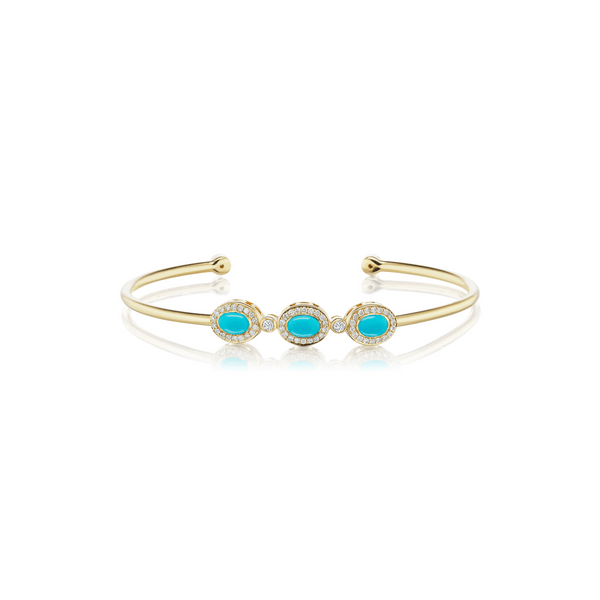 Triplet Cuff in Turquoise and Diamond - Charlotte Allison Fine Jewelry