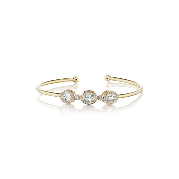 Triplet Cuff in White Sapphire and Diamond - Charlotte Allison Fine Jewelry